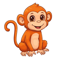 Joyful Primate Portrait: A charming, animated monkey smiles warmly at the viewer, showcasing its playful nature with bright eyes and friendly expression.