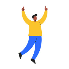 Man Jumping with Arms Up Pointing Illustration