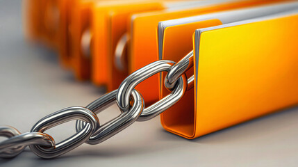 chain links folders symbolizing work pressure and employee overload
