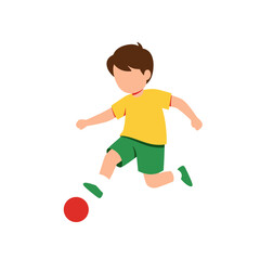 Young Athlete's Play: A lively illustration captures a young boy mid-action, kicking a soccer ball with focused energy. The scene celebrates the joy of youth, sport, and the simple pleasures of play.