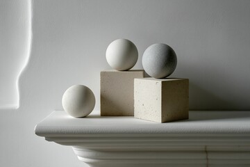 Minimalist Still Life with Spheres and Cubes