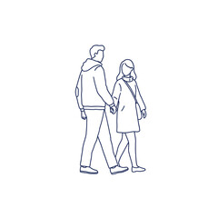 Hand in Hand Stroll: An illustration captures the essence of companionship as two individuals walk hand in hand. The illustration highlights a moment of shared journey and connection.