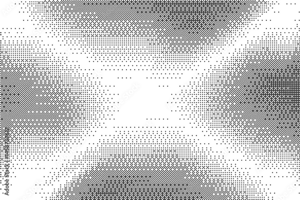Poster Pixel pattern background with bitmap gaming gradient texture. Abstract retro light effect. Graphic with dither gradation. Black and white halftone glitch noisy backdrop