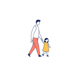 Father and Daughter's Walk: A heart warming illustration portrays a father and daughter, walking hand-in-hand. Capturing the beauty of simple moments and a bond of love.