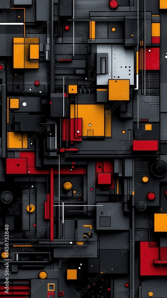 Poster angular abstraction bold geometry cascades downward