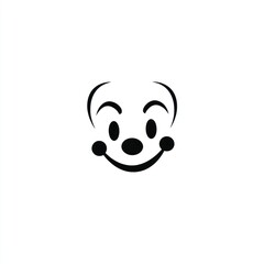 Simple smiling cartoon face icon on white background for graphic design