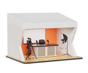 방송 팟캐스트 미디어 스튜디오 부스 목업 Media Studio Booth for Broadcasting and Podcasting Mock up
