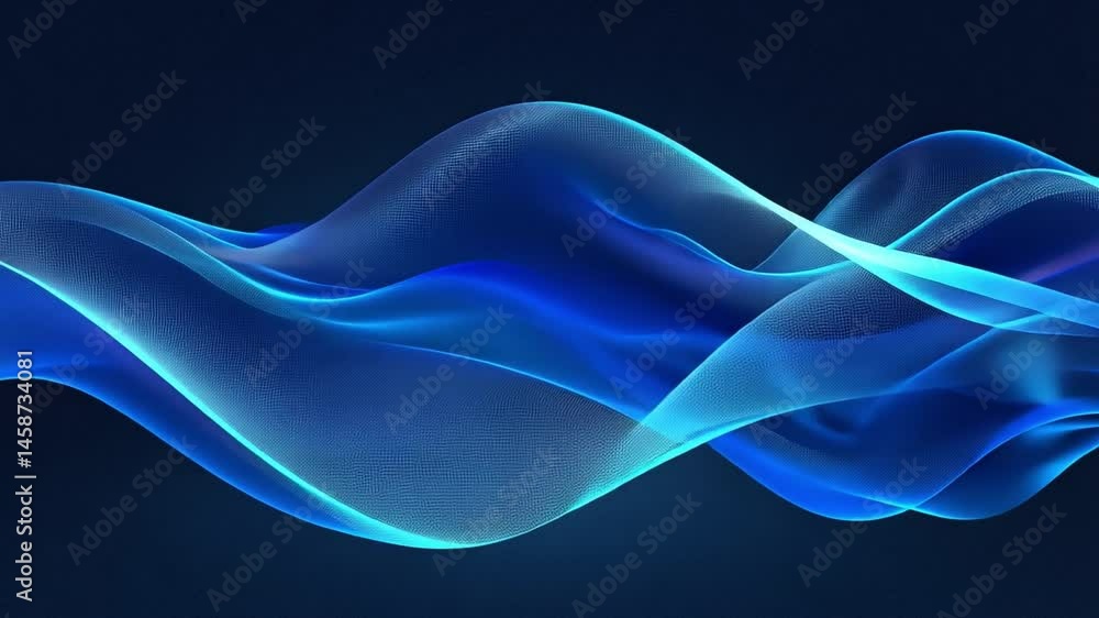 Poster mesmerizing abstract design of flowing blue waves showcases movement and tranquility, creating perfe