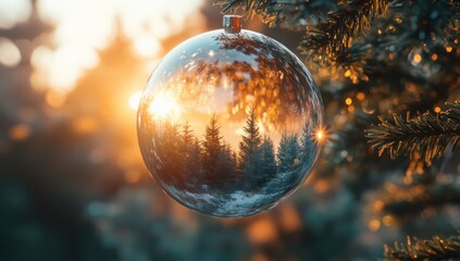 Fototapeta premium Reflective Christmas ornament