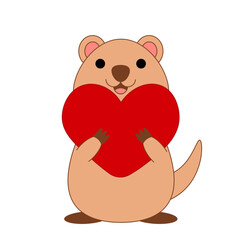 Cute Quokka with heart in color
