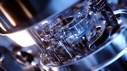 Fototapeta premium Close-up view of intricate mechanical gears and components.