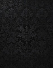 Intricate black floral damask, velvet texture, photography, abstract, dark