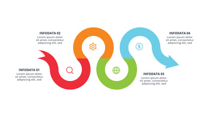 Workflow concept for infographic with 4 steps, options, parts or processes. Business data visualization.