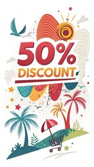 50% Discount Banner &ndash; Bold Promotional Sale Design with Eye-Catching Typography
