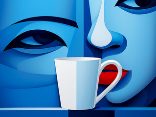 Modern Mug Artwork &ndash; Cubist-Inspired Geometric Home Decor Print

