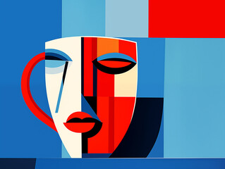 Geometric Abstract Mug &ndash; Colorful Modern Art for Kitchen Decor and Print

