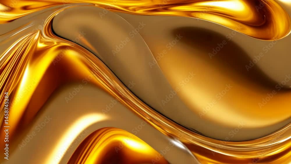 Poster smooth flowing gold abstract background with shiny luxury textures and reflective surfaces