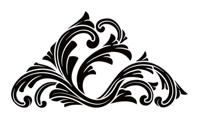 vintage silhouette royal calligraphic ornamental. Scroll curl drawing of heraldic design element vector illustration