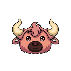 Cute Colored Minotaur Head Illustration