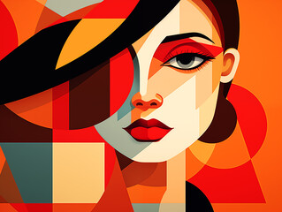 Geometric Woman&rsquo;s Face &ndash; Colorful Abstract Portrait in Modern Polygonal Art Style