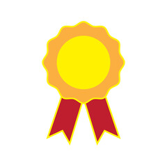 gold seal with ribbon medal vector illustration