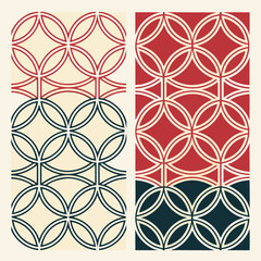 Fototapeta premium Seamless Geometric Pattern Set in Modern Retro Colors