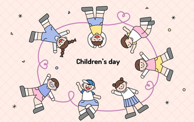 어린이날, 어린이들이 둥그렇게 모여서 즐거워하고 있는 이미지