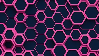 A vibrant pink honeycomb pattern against a dark blue background creating a modern geometric design