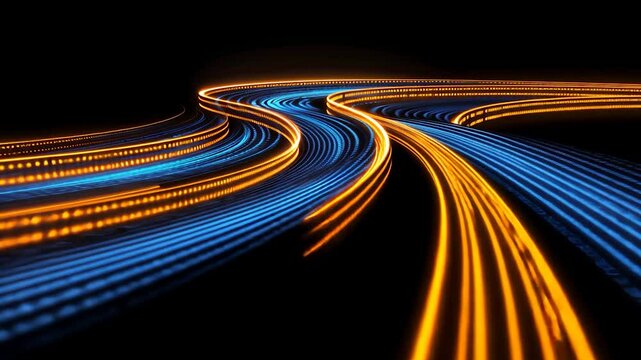 Abstract digital pathways with binary code.