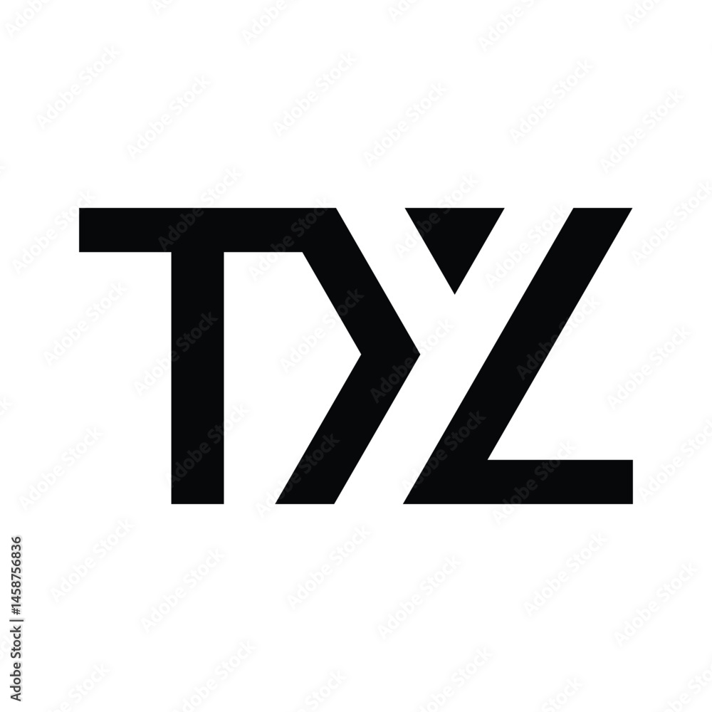 Poster this is a monogram image of a letter tyl in modern font that looks clean in black color on a white b