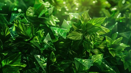 Conceptual green shapes representing ecology