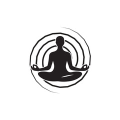 Meditative Silhouette with Concentric Circles
