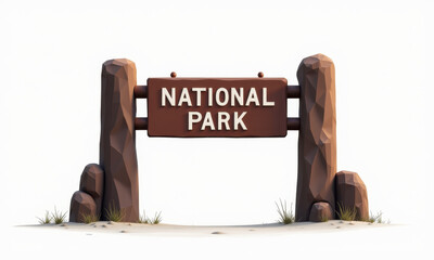 National Park Signpost, 3D Render - Minimalist design