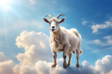 Fototapeta premium Majestic Goat Standing on Clouds — Eid al-Adha Concept Art