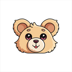 Bear Head - Colored Flat Illustration