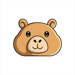 Capybara Head - Colored Flat Illustration