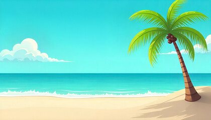 Obraz premium tropical beach with palm trees