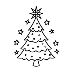 a christmas tree tiny bows sparkles color vector art silhouette