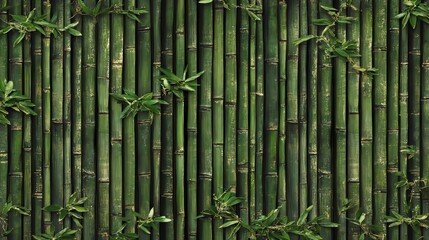 Fototapeta premium Green Bamboo Texture Seamless Pattern, Nature Background, Wall, Oriental, Zen, Wallpaper