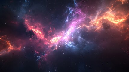 Obraz premium A cosmic nebula display of vibrant colors and textures.