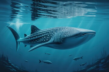 Naklejka premium Gentle Giant Whale Shark Swims in Ocean