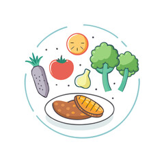 vegetarian food,  white background