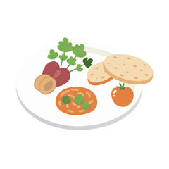 vegetarian food,  white background