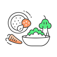 vegetarian food,  white background