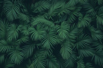 Lush Tropical Green Palm Leaves Background.