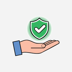 hand holding glowing food-grade shield with checkmark
