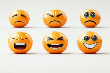 Fototapeta premium Digital communication is enhanced with this collection of vibrant 3D yellow face emojis