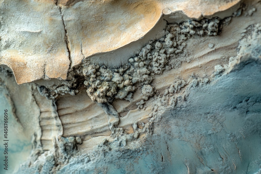 Poster close-up view of textured rock formation, showcasing intricate layers and unique formations.