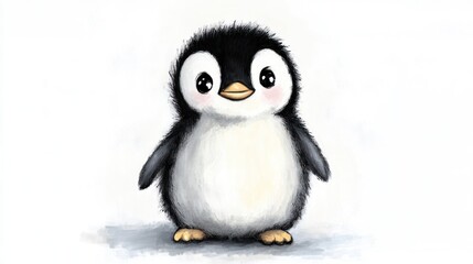 Fototapeta premium Cute baby penguin illustration on white background
