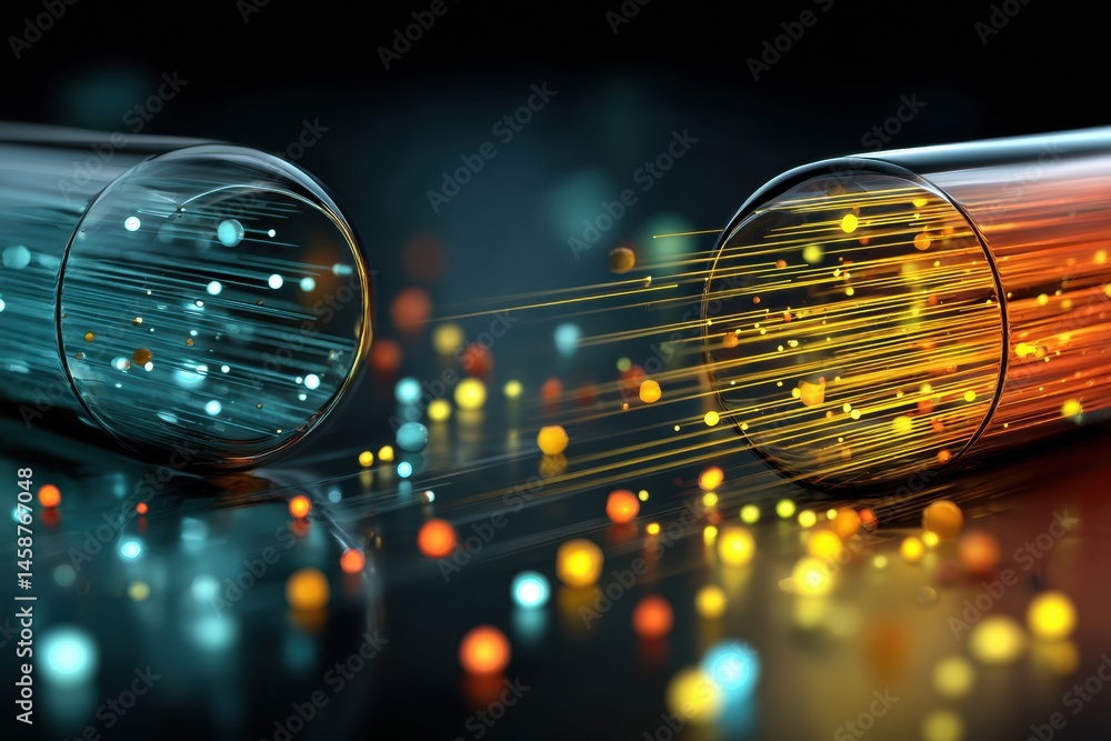 Aufkleber pill capsule splits, releasing glowing resistant microbes into the environment during advanced scien